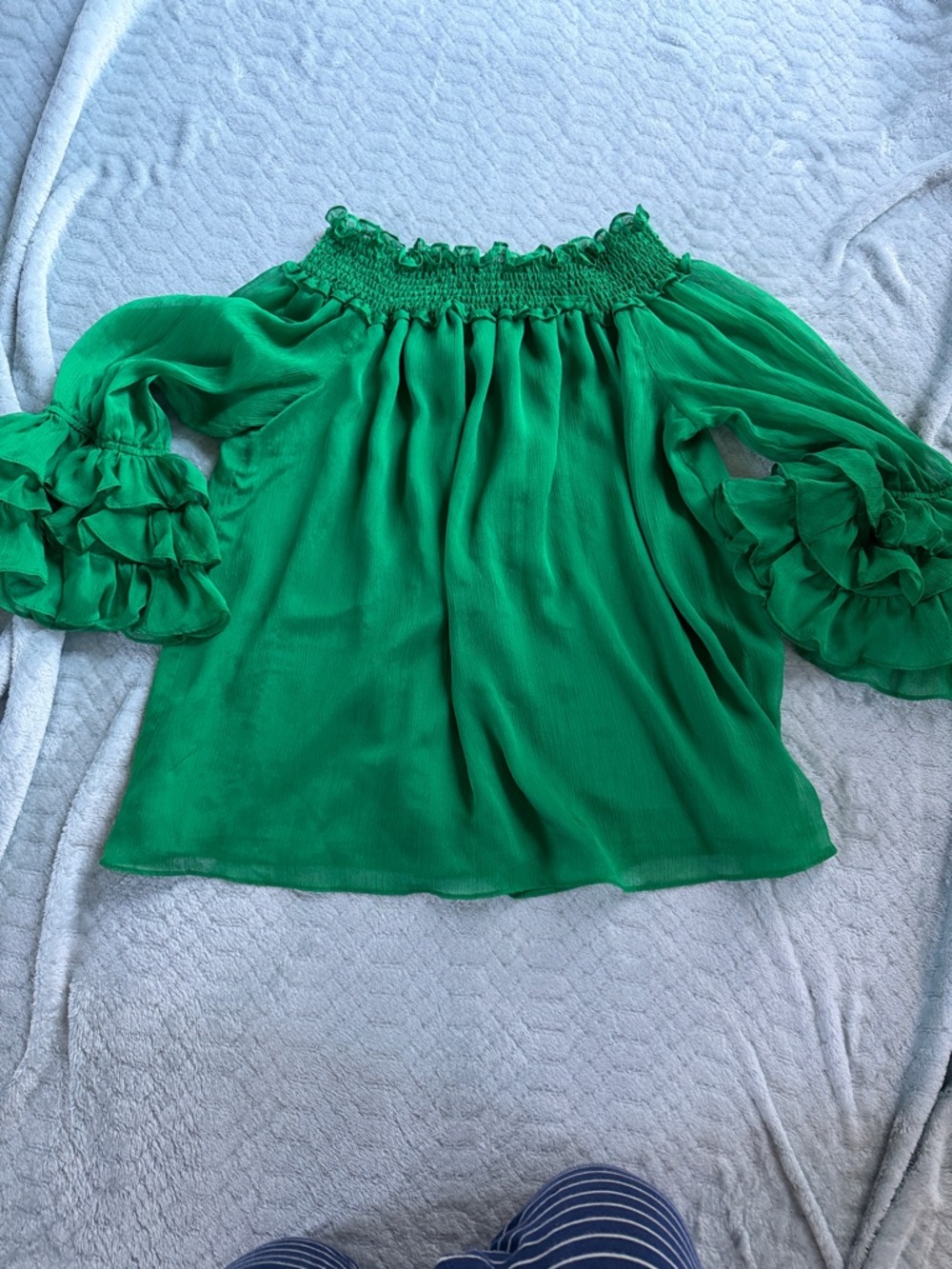 CeCe Emerald Off-Shoulder Ruffle Sleeve Blouse